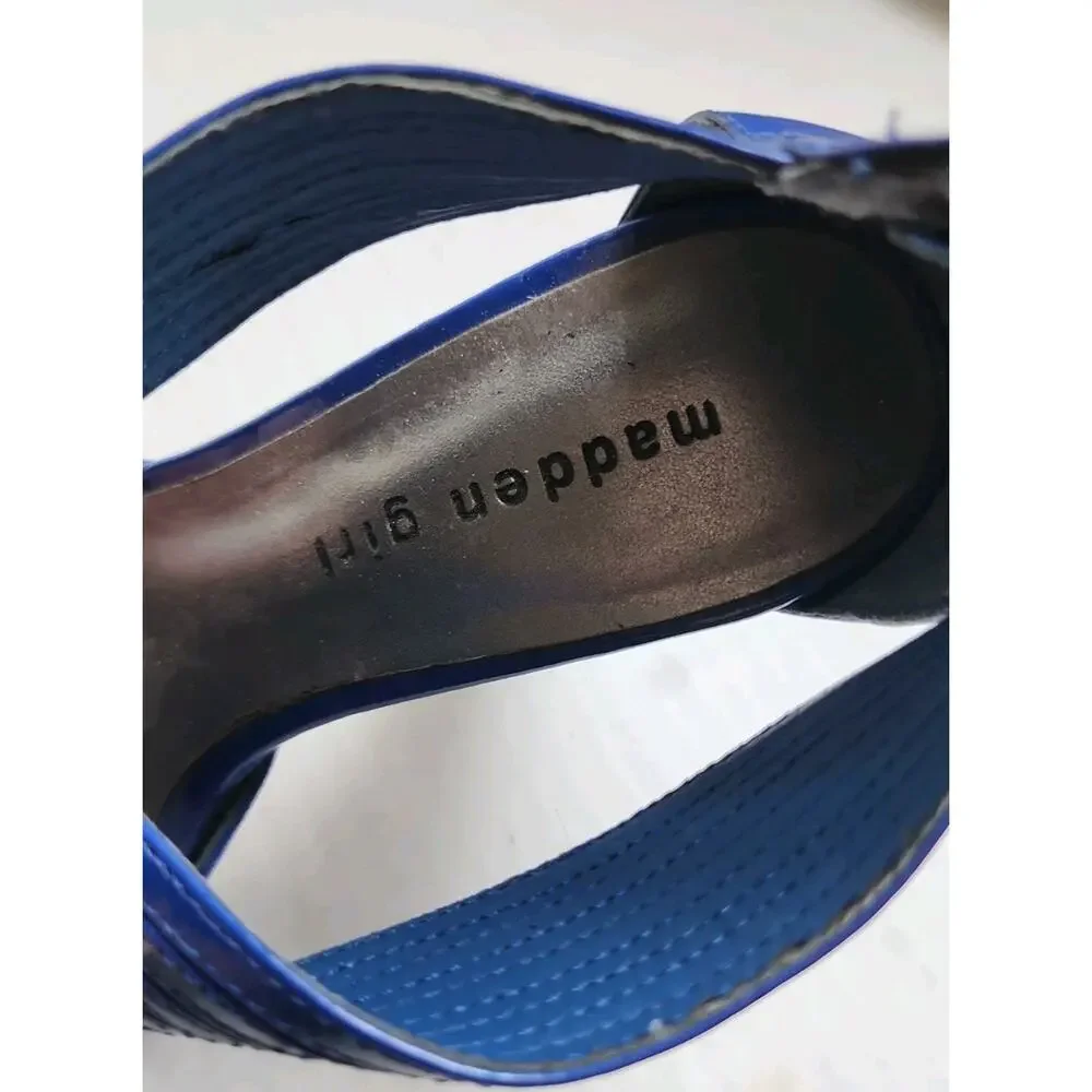 Madden Girl Royal Blue Size 8 Criss Cross Cage High Heel Peep Toe Strappy Sandle